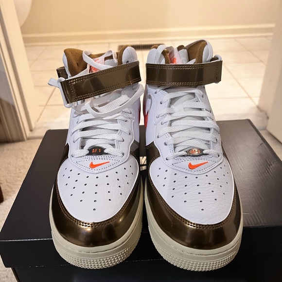 Air Force 1 Mid QS White/Total Orange And Brown - Picture 4 of 7